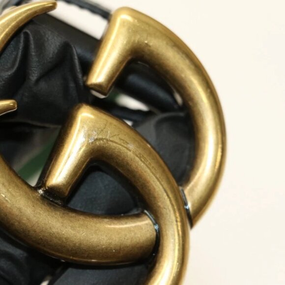 Gucci GG Marmont Web Belt Canvas Leather Size 70X30 - Green/Red/Black/Gold - Picture 13 of 14